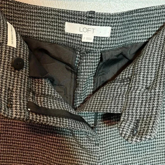Loft Women's Perfect Straight Pants Black White Houndstooth‎ Size 2 - Picture 5 of 6